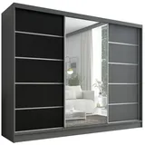 A&J MöbelLand Schiebetürenschrank AURELIA 1 200 x 215 x 59,5 cm Grau/Schwarz