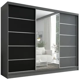 A&J MöbelLand Schiebetürenschrank AURELIA 1 200 x 215 x 59,5 cm Grau/Schwarz