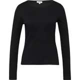 s.Oliver Geripptes Langarmshirt im Slim Fit mit Stickerei - schwarz - 34
