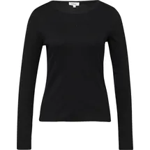 s.Oliver Geripptes Langarmshirt im Slim Fit mit Stickerei - schwarz - 34
