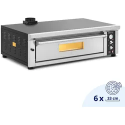 Elektro-Pizzaofen - 6 x 33 cm - 1 Kammer - 6600 W - 400 V - Schamottstein - Royal Catering RCPO-1008-N