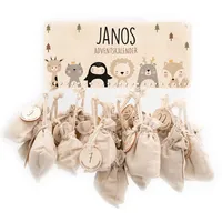 Kidsmood – Personalisierter Adventskalender 2025 aus Holz mit niedlichen Tiermotiven | Weihnachtskalender zum Befüllen mit Geschenktüten & Holzzahlen | Nachhaltige Weihnachtsdeko für Kinder & Familie