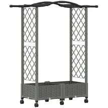 vidaXL Hochbeet mit Rankgitter und Dach 124 x 40 x 129 cm Hellgrau