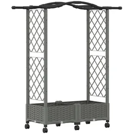 vidaXL Hochbeet mit Rankgitter und Dach 124 x 40 x 129 cm Hellgrau