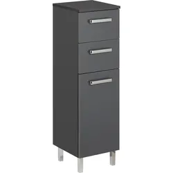 Unterschrank SAPHIR "Quickset Badschrank mit 1 Tür, 2 Schubladen, 30 cm breit", grau (anthrazit, anthrazit glanz), B:30cm H:100,5cm T:33cm, Spanplatte, Schränke, Bad-Unterschrank, Badezimmer-Unterschrank inkl. Türdämpfer, Griffe in Chrom Glanz