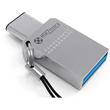 Mini USB C Stick Dual 128GB - 2 in 1 Funktion > USB 3.0 & Type C < Wasserdicht, Klein & Extrem Schnell - Aus Metall Ideal für Schlüssel-Anhänger - Flash Drive Speicherstick USB-C 128 GB