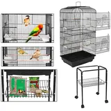 HUOLE Vogelkäfig VogelhausVogelvoliere Nagerkäfig aus Metall Vogelkäfig mit schmutzwanneneinsatz für Nymphensittiche, Papageien, Tauben, Sittiche, Finken,35.3 * 46 * 150.6cm