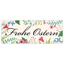 speecheese Frohe Ostern mit Blumen Metallschild L in 10,5x28cm für die Osterzeit