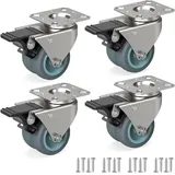 RAVN HAMAN 4er Set Möbelrollen 50 mm - Schwerlastrollen mit Bremse bis 100 kg pro Rad - Doppelrollen für innen und außen - Lenkrollen für viele Bodenarten - Transportrollen - Standkorbrollen, aus TPR
