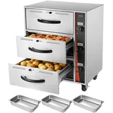 Vevor kommerzieller elektrischer Schubladenwärmer, Speisenwärmer aus Edelstahl mit 3 Schubladen, großer Temperaturbereich von 30–85 °C, für Restaurants, Hotelbuffets und Bäckereien