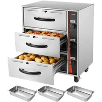 Vevor kommerzieller elektrischer Schubladenwärmer, Speisenwärmer aus Edelstahl mit 3 Schubladen, großer Temperaturbereich von 30–85 °C, für Restaurants, Hotelbuffets und Bäckereien