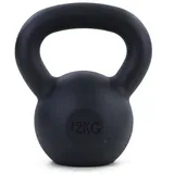 12 kg Gusseisen Kettlebell Kugelhantel Premium Schwunghantel Schwarz