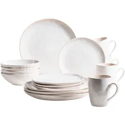 Kombiservice MÄSER "FROZEN, Kombiservice, Steinzeug", weiß, 16 tlg., Steinzeug, Geschirr-Sets, Geschirr-Set, Service