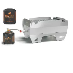 SKOTTI Grill Edelstahl + 2x SKOTTI Gas 500 g Gewindekartusche