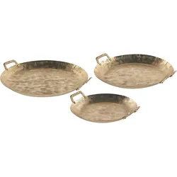 Dekotablett Eisen gold Karomuster 3er Set DEORIA