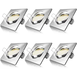 Brandson 6x LED Einbaustrahler in Edelstahl Optik, schwenkbarer Deckenspot mit 320 Lumen / Warmweiß
