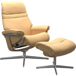 Relaxsessel STRESSLESS "Sunrise", gelb, B:92cm H:105cm T:80cm, Sessel, mit Cross Base, Größe S, M & L, Holzakzent Eiche