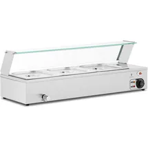 Royal Catering Bain Marie 2000 W 3 GN 1/2 Ablasshahn Glasschutz - Silber