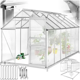 Tectake tectake® Gewächshaus mit Fundament, 11,13 m3, UV-beständig und wärmedämmend, 185 x 375 x 195 cm