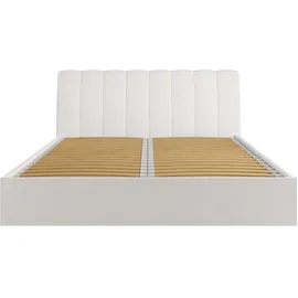 Home Affaire Bett HOME AFFAIRE "Bett Malissa mit gepolstertem Kopfteil ohne Stauraum", weiß, B:186,6cm H:100cm L:206,4cm, Betten, Bett, Bettgestell, Schlaffläche 180x200 cm, BxTxH 186,6 x 206,4 x 100 cm