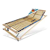 Lattenrost 28 Leisten, verstellbar, stabilisierender Mittelgurt MONTIERT, Matratzen Perfekt, Kopfteil 8 Fach Verstellbar, Fußteil 8 Fach Verstellbar, Spar-Set, verstellbarer Lattenrost, made in Germany 90 cm x 200 cm x 6 cm