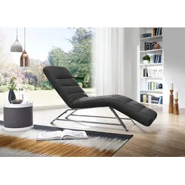 W.Schillig Relaxliege daily dreams Leder/Polyester 65 x 91 x 170 cm grau mit Kissen