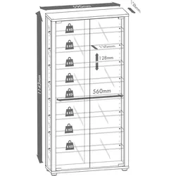 Vitrine   , holzfarben , Maße (cm): B: 59 H: 113