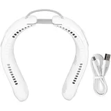 4-blatt-nackenventilator Mit 3 Geschwindigkeitsstufen, Usb-aufladbar, Freihändig Bedienbar, Faltbar, Leiser Betrieb Für Büro, Reisen Und Zuhause, Weiß