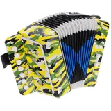 QUARKZMAN Knopfakkordeon 10 Tasten Ziehharmonika Mini Musikinstrument Geschenke für Erwachsene Anfänger Bildung, Camo-Farbe