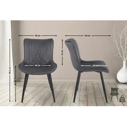 DELUKE® 2er Set Stühle KELCE Samt - 80,5x50x62cm, dunkelgrau, Kunstleder Metall Gestell Stühle EsszimmerstühleEsstisch Stühle Küchenstuhl