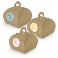 itenga befüllbarer Adventskalender Adventskalender zum Füllen 24x Box mit Griff BRAUN + Sticker V11 Z17