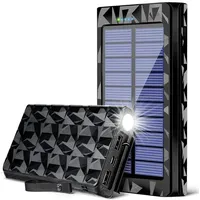Daskoo 26800mAh Powerbank Solar mit LED-Taschenlampe und 2 USB-C Output Solar Powerbank, Solar Ladegerät für die meisten elektronischen Geräte auf dem Markt schwarz