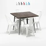 quadratische tisch und stühle in metalldesign industrial jamaica - Weiß - Weiß