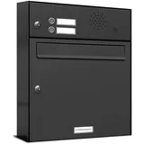 AL Briefkastensysteme Premium Briefkasten Anthrazit inkl. Zeitungsfach