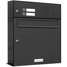 AL Briefkastensysteme Premium Briefkasten Anthrazit inkl. Zeitungsfach