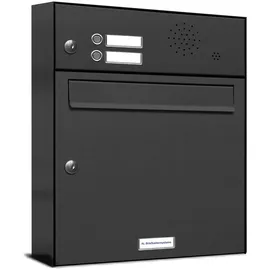 AL Briefkastensysteme Premium Briefkasten Anthrazit inkl. Zeitungsfach
