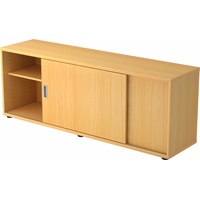 bümö Lowboard mit Schiebetür, Sideboard Buche - Büromöbel Sideboard Holz 160cm breit, 40cm schmal, Büro Schrank für Flur oder als Wohnzimmer-Kommode