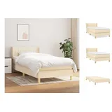 vidaXL Boxspringbett mit Matratze Creme 100x200 cm Stoff