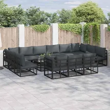 vidaXL Garten-Lounge-Set 14-tlg. schwarz Aluminium