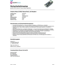 Arduino ABX00070 Board Nano BLE Sense Rev2 With Headers Nano ARM® Cortex®-M4