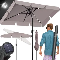 KESSER® Sonnenschirm Balkonschirm LED Solar mit Kurbel Inkl. 2in1 Schutzhülle Transporttasche, Gartenschirm, Schirm  für Balkon Garten & Terrasse verstellbar knickbar