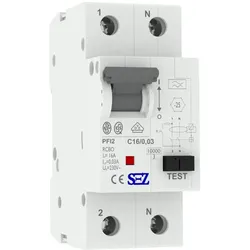 SEZ FI/LS C16 30mA 2p 10kA RCBO FI/LS-Schalter 0090712 Kombi Schalter 0264