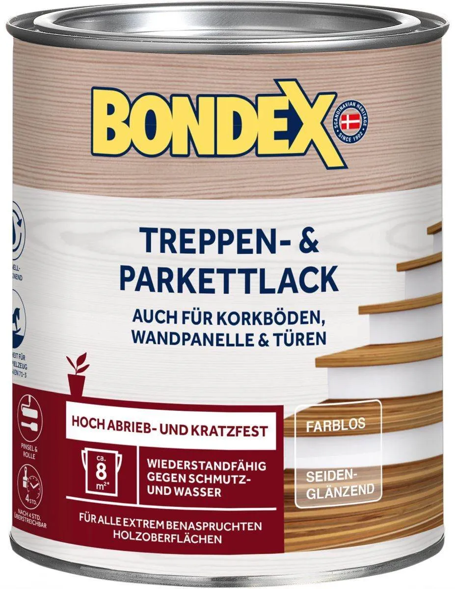 BONDEX Treppen & Parkett Lack 0,75-2,5L, Seidenglänzend, Holzversiegelung