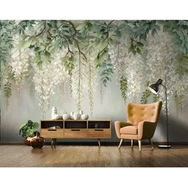 WallArena Fototapete Blätter Hängend Grün 250x175 cm
