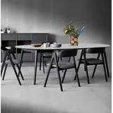 Hammel Furniture Esstisch Meza Designtisch mit Auszugsfunktion und 2 Einlegeplatten, Ø135(231) cm, runde Tischplatte aus MDF/Laminat, Massivholzgestell weiß