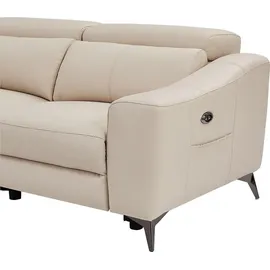 vente-unique Eckcouch Leder 5-Sitzer Beige
