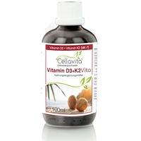 CELLAVITA Vitamin D3 mit K2 Vita auf Kokosbasis Vitamin K2 (MK-7) all trans Form = beste Bio Verfügbarkeit | hochdosiert | 5 Tropfen entsprechen 1000 i.E. | 100ml