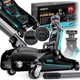 Humberg Wagenheber Hydraulischer Rangierwagenheber Auto Heber Niedrigprofil 2,5T 80-360 mm Rangierheber 2 Gummiauflagen Schwarz Blau