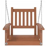 QLS Schaukel aus Holz mit Ketten für Garten Terrasse Balkon – wetterfest braun