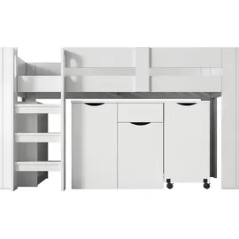 XDOVET Hausbett mit Leiter 90 x 200 cm MDF weiß